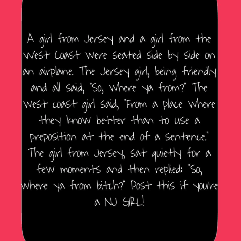 Jersey Girl on a Airplane