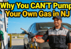 Gas station attendant demonstrating why you can't pump your own gas in New Jersey - NJ unique gas law