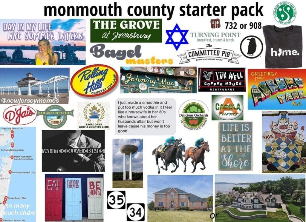 Monmouth County starter pack featuring The Grove, Jersey Shore, and Jersey Shore boardwalk and beach life
