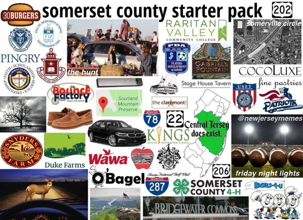Somerset County starter pack showing Somerset, Bridgewater, Franklin, and upscale Central Jersey suburbs