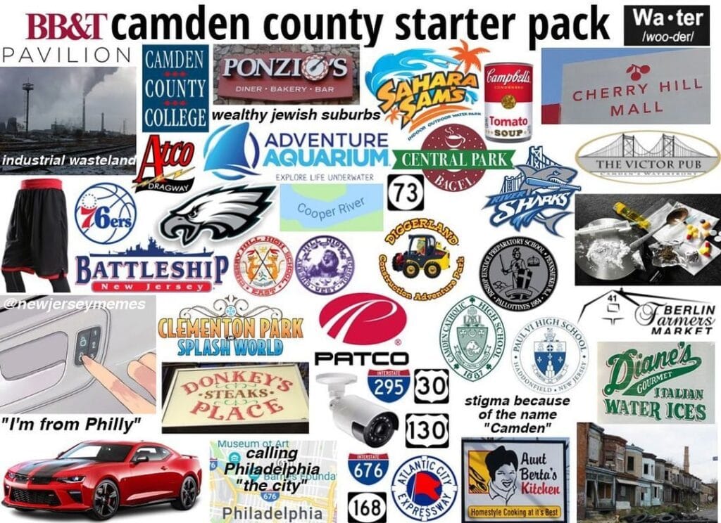 Camden County starter pack featuring Cherry Hill, Camden, Gloucester, and South Jersey culture