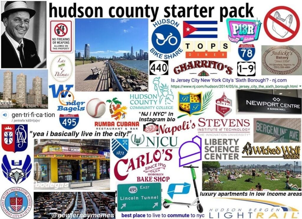 Hudson County starter pack showing Jersey City, Weehawken, Hoboken, and Hudson County urban culture