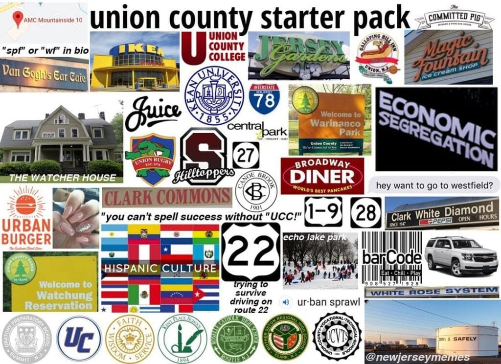 Union County starter pack featuring Elizabeth, Union, suburban life, and North Jersey diversity