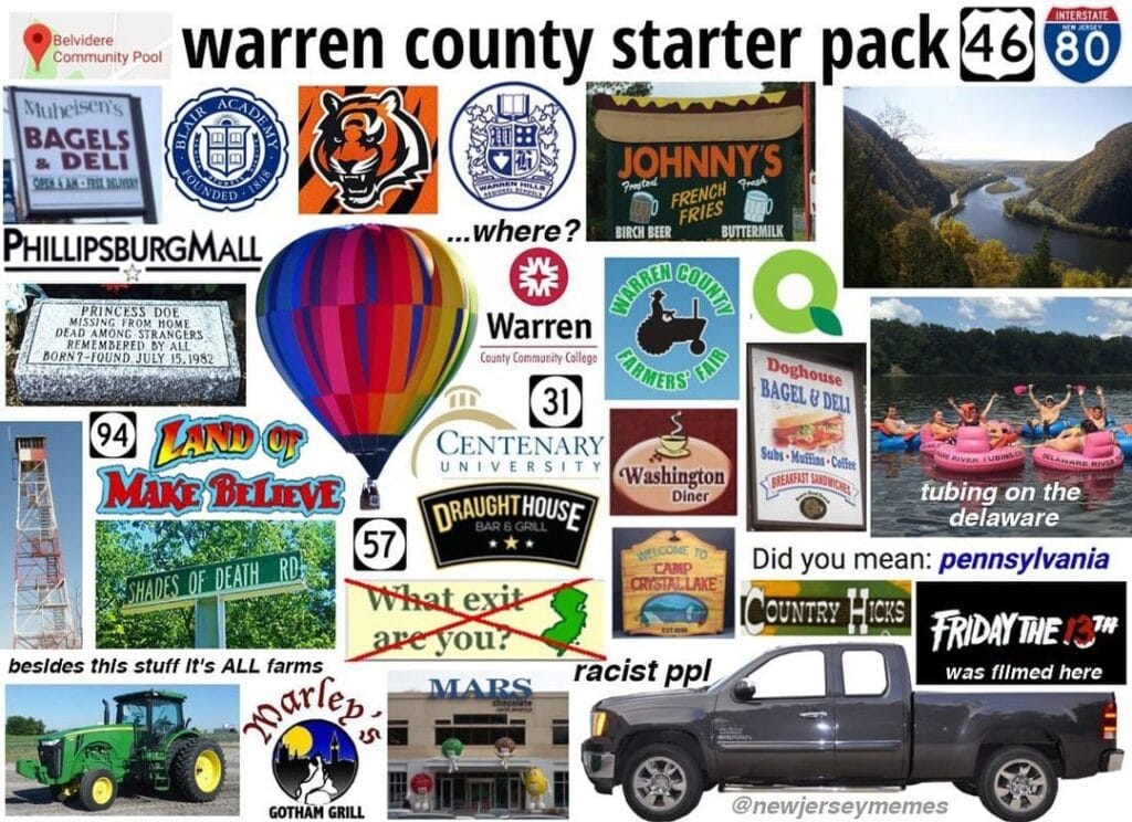 Warren County starter pack showing Phillipsburg, Warren County Fair, and Skylands region culture