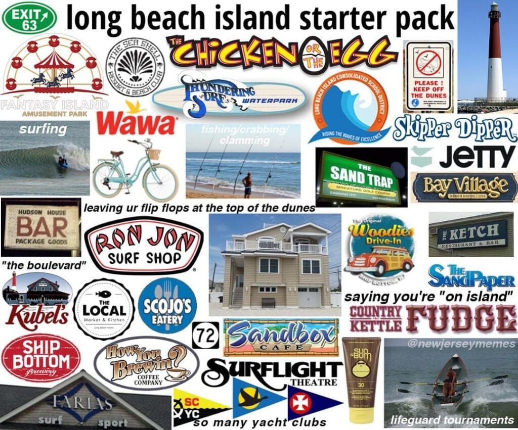 Long Beach Island starter pack showing LBI beaches, Manahawkin, and Jersey Shore summer culture