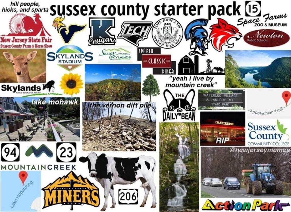 Sussex County starter pack featuring Skylands region, hiking, and rural New Jersey culture