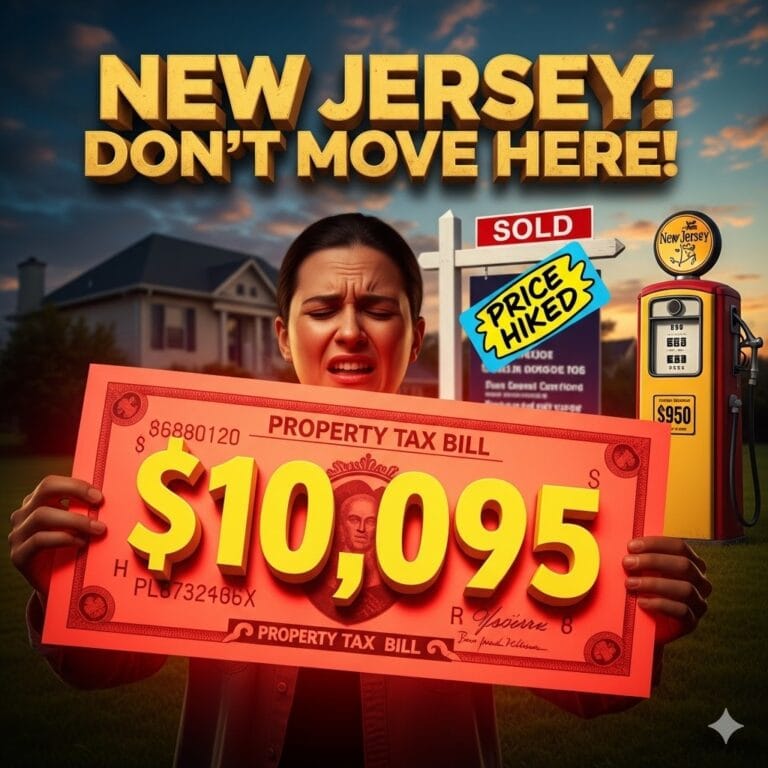 Moving to New Jersey starter pack graphic showing funny New Jersey lifestyle essentials for newcomers