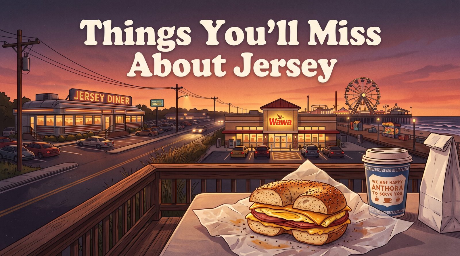 Things you'll miss about New Jersey - Jersey diner, Wawa, and bagel