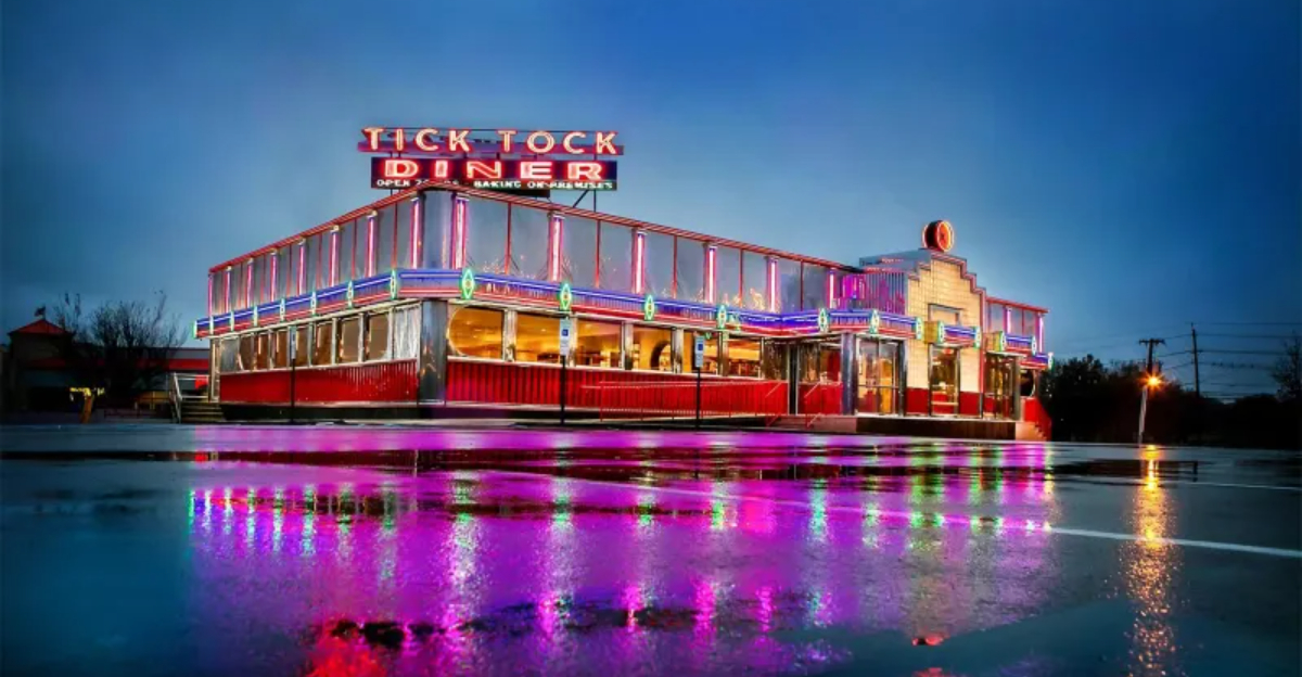 New Jersey diner at night with neon sign