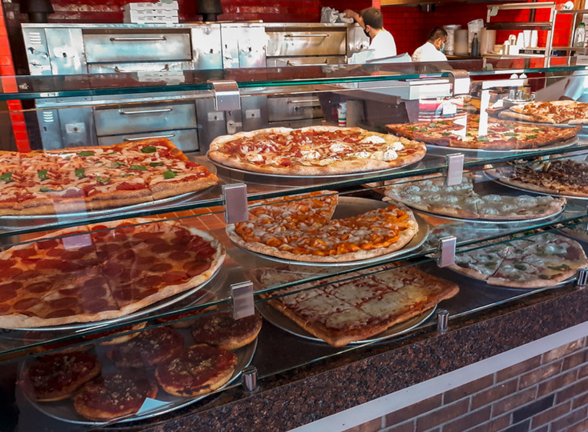 Jersey pizza display - thin crust pizza