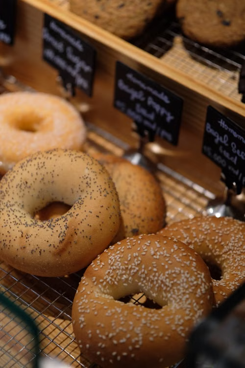 Fresh Jersey bagels in bakery